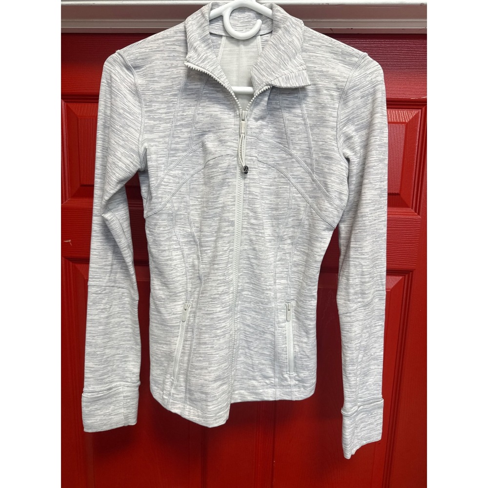 Lululemon Define Jacket Space Dye Grey White Full Zip Yoga Activewear Size 4